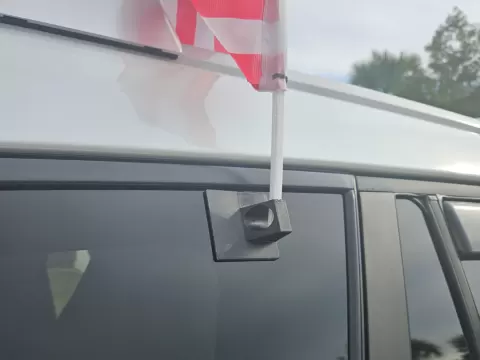 Car flag holder for glass - third row window