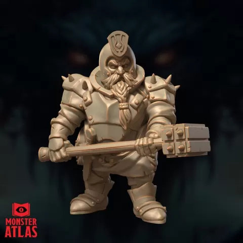 Duergar Warlord | Gray Dwarf Commander | DnD 5e STL Miniature | 32mm Resin by Monster Atlas Fantasy Miniatures