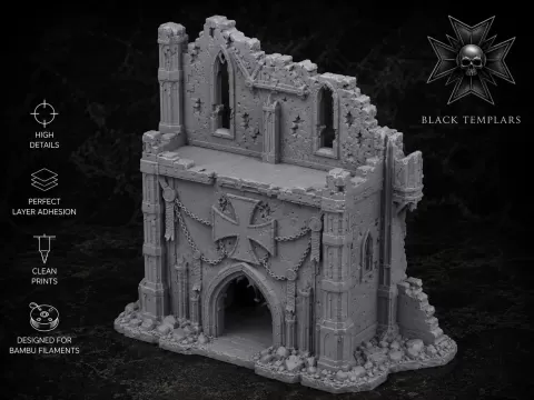Black Templar Citadel Gatehouse - Tabletop Terrain