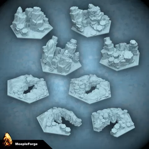 Glacial Ice Scenery Seracs and Crevasses for games like Star Wars Battle of Hoth Board Game by Andy at MeepleForge