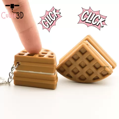 Cutie3D Waffle Ice Cream For Food Lovers Keycap Fidget Clicker Keychain - Cute Backpack Keychain by Cutie3D