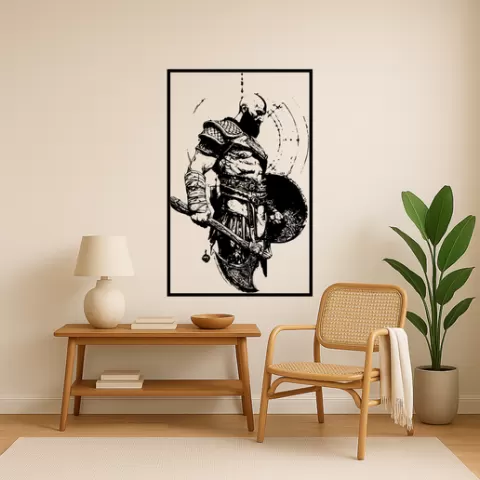 God of War's Kratos God Of Wars Kratos Fenrir Wall Art Framed
