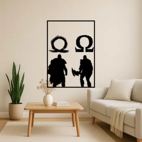 God of War's Kratos God Of Wars Kratos Chaos Blades Wall Art Framed