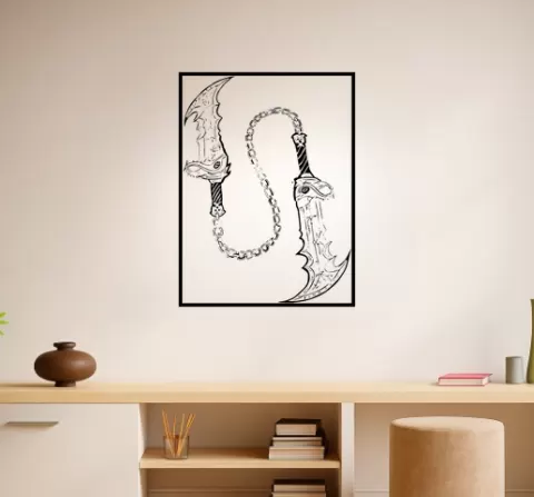 God of War's Kratos God Of Wars Kratos Chaos Blades Wall Art Framed