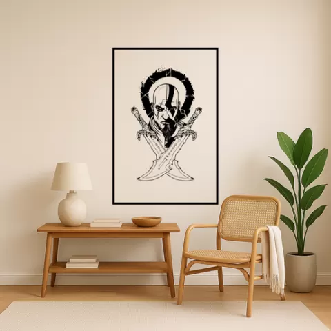 God of War's Kratos God Of Wars Kratos Blizzard Wall Art Framed