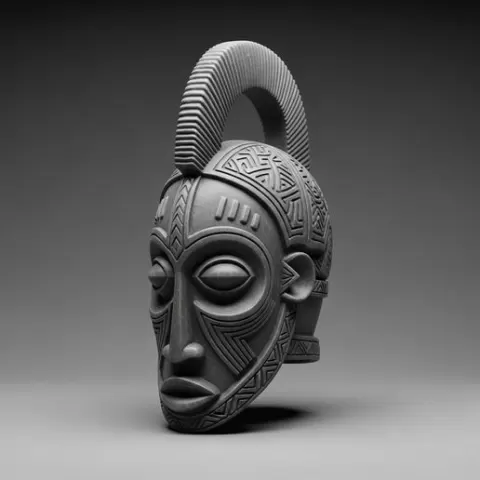 African Tribal Mask STL Ceremonial Wall Decor Sculpture Ethnic Art 3D Print File