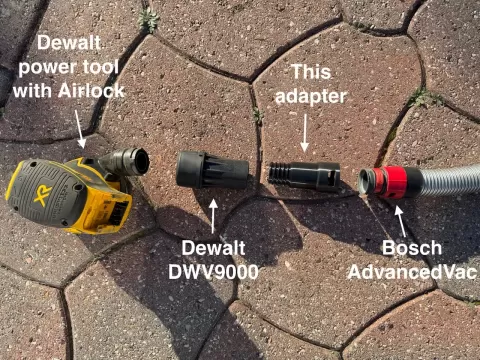 Dewalt Airlock (DWV9000) to Bosch vacuum adapter