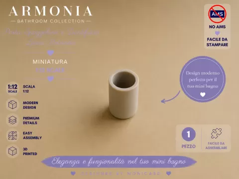 Porta Spazzolino e Dentifricio1:12 – Linea Rotonda
