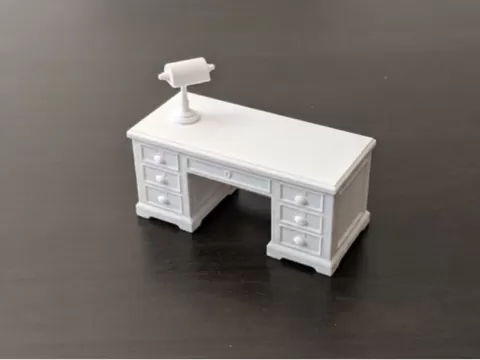 Vintage Office Desk with Banker Lamp