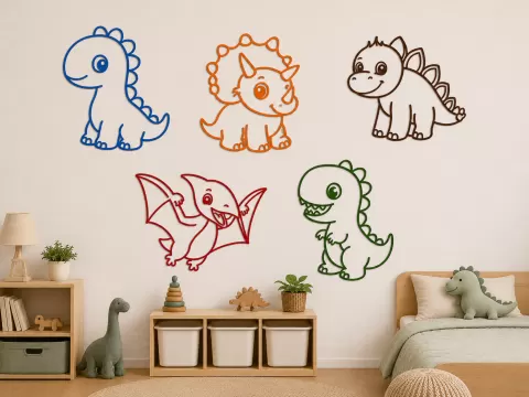 Conjunto de Arte de parede - Dino Baby