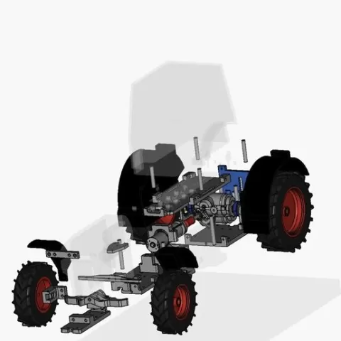 1/16 rc tractor chasis para CLAAS, FENDT, JOHN DEERE, VALTRA, FAHR, FERGUSON, MTZ con motor único y rc accesorios y diferencial copia LESU TRACTOR