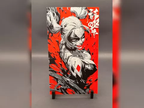 Harley Quinn Red Hueforge Portrait Print