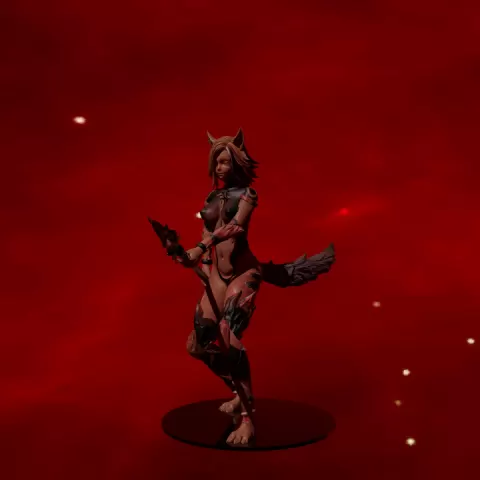 Anthro Fox Girl Warrior Spear-Wielding Furry Fantasy v1 by Stanley
