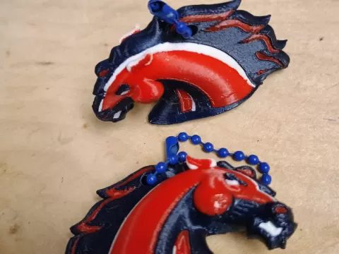 Mustang Keychain (Life School Colors)