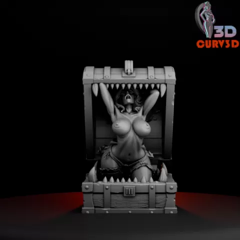 Mimic Monster Girl - NSFW Fantasy Pinup Miniature - 3D Print STL