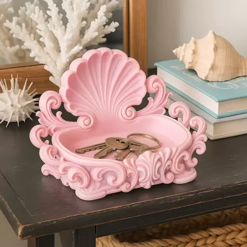 Ornate Shell Scroll Catchall Tray