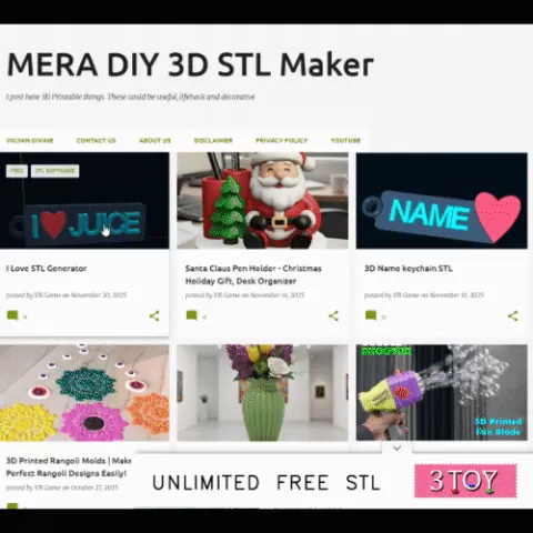 Free 3D Name Keychain STL File Generator