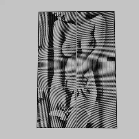 ARTE DE PARED - una mujer en medias y medias está posando en un baño