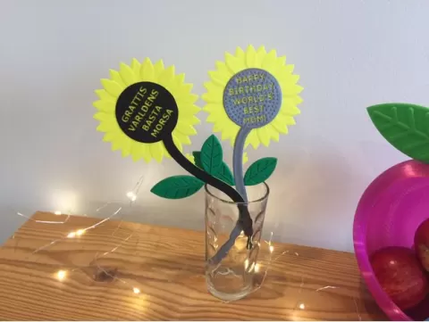 Sunflower "World's Best Mom/Dad" + Happy Birthday (English and Swedish)