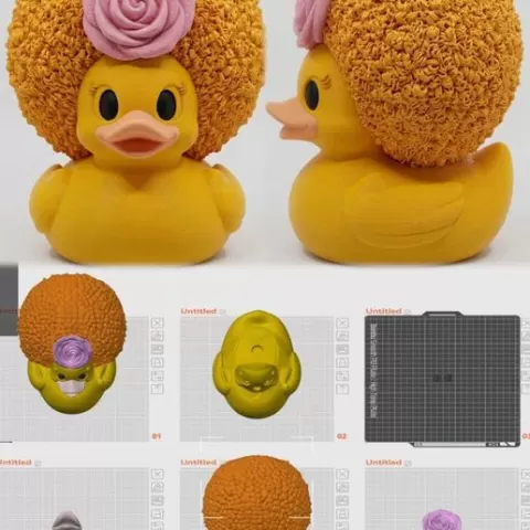 Rubber Duck Afro Diva - Multipart Assembly - Easy Print
