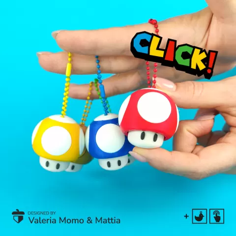 Super Mario Mushroom Clickers / Keychain 🍄✨, Fan-Art by Valeria Momo & Mattia