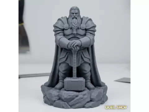 Thor God of Thunder STL File | Norse Mythic Warrior with Mjolnir | 3D Printable Statue | Fantasy Miniature