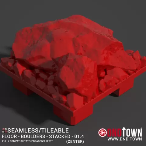 Floor - Stone - Rock Boulders - Centre 01.4 (STACKED) - 3D Modular Dungeon Tile - DnD Town Minis (www.dnd.town) by TTR.Town