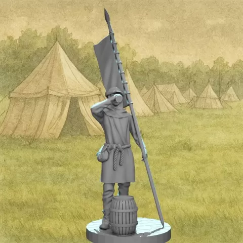 Medieval Civilian Banner Bearer – 3D Printable STL by Northern Crusades Miniatures