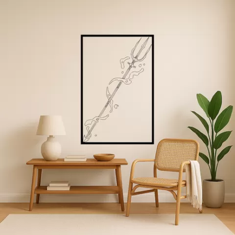 Kratos Poseidons Trident Wall Art Framed