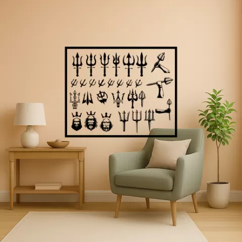 Kratos Poseidons Trident Wall Art Framed