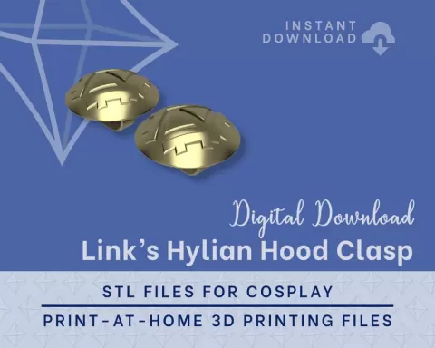 Link Hylian Hood Clasp STL Files - Legend of Zelda Breath of the Wild Cosplay Prop (Digital Download