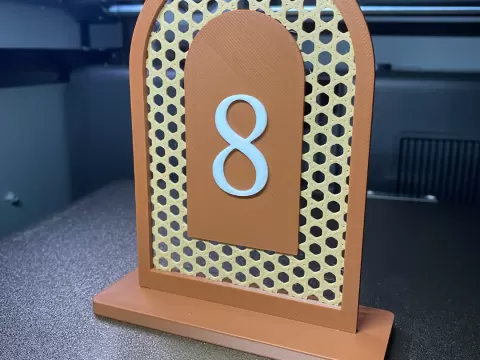 Table Number with Rattan/Cane Pattern