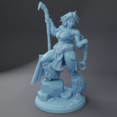 Millie the Barbarian - Reforged, Heroic ( Female Goliath Barbarian / Human Fighter with Axe / Warrior ) by Twin Goddess Miniatures