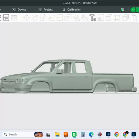 1993 TOYOTA HILUX SSR DOUBLE CAB PICKUP TRUCK< hollow model, shell style body, full bed, resin, fdm, 3d print, stl file, rc trucks, rock crawlers, scale, build diorama