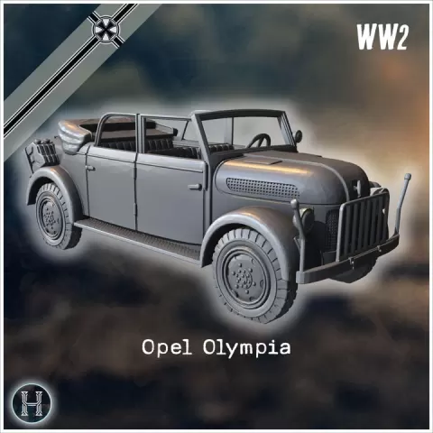 Opel Olympia Cabriolet Stabswagen Kfz. 120 compact car - Germany Eastern Western Front Normandy Stalingrad Berlin Bulge WWII by Hartolia Miniatures