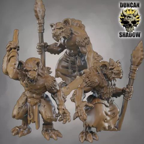 Gnolls with Spears (Pre Supported) by Duncan Shadow