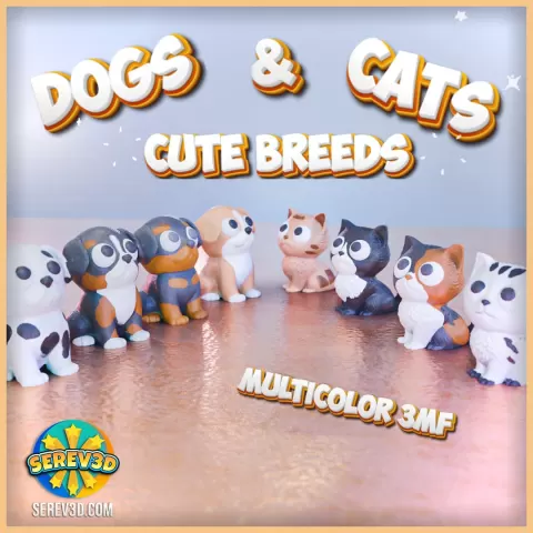 Mini Dogs & Cats - Cute Breeds Flexi Keychain & Straw Buddy Collection + Bonus KISS Cats - No Suppor