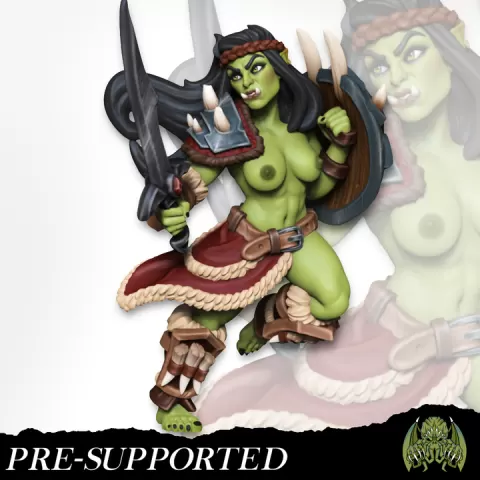 [NSFW] Draxa The Orc Warrior [PRE-SUPPORTED] Female Fighter by Miniatures of Madness