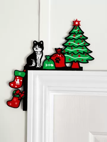 Christmas Holiday Cat Lover Door Corner Decor Holiday Cat Lover Christmas Home Decor