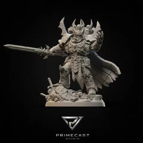 Drazekar the Skull Tyrant – Chaos Warlord Miniature STL – Dark Knight Champion – Grimdark Sci-Fi Fantasy 3D Printable Model