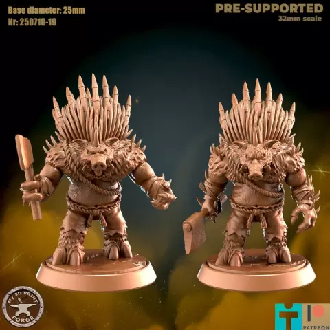 Quilboar Hunter with Axe Two Models by My3DPrintForge