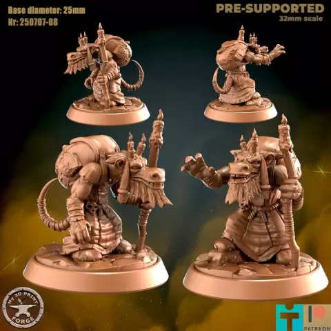 Kobold Pyromancer with Staff Two Models by My3DPrintForge