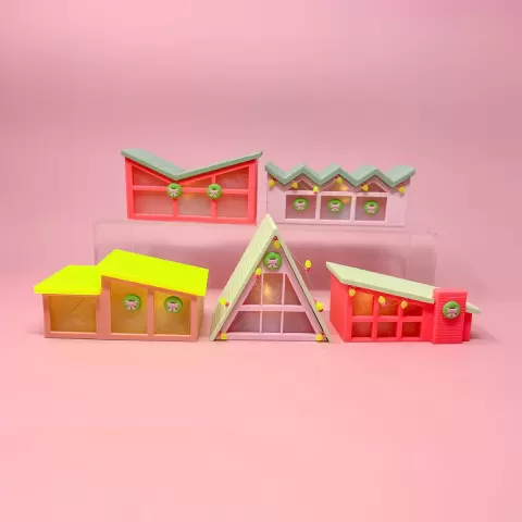 Midcentury Palm Springs Christmas Village - Putz houses, Retro, Kitsch, Holiday