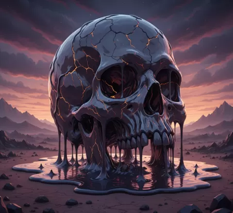 Melting skull decor