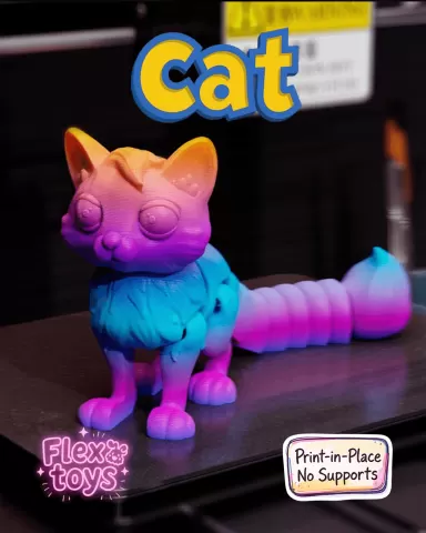 Flexi Cat Felix — Articulated Print-In-Place 3D Printable Cat Toy (No Supports Required)