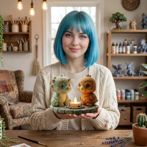 Dinosaur and Bird Tealight Holder 3D Print STL File, Prehistoric Friends 3MF,Cute Dino and Bird Miniature, 3D Printer Model, Instant Digital