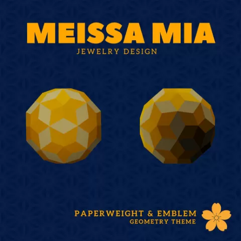 03. Canonical Joined Truncated Icosahedron Paperweight and emblem - Sacred Geometry emblem for Home Decoration