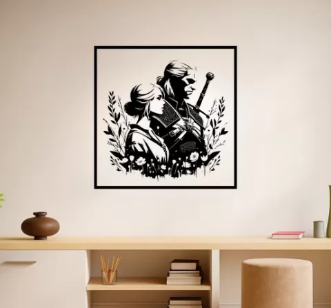 Geralt of Rivia Geralt Of Rivia Yennefer With Wolf Wall Art Framed