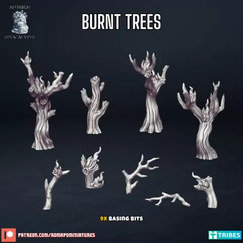 Burnt Fire Trees (Basing bits/Pre-supported) by Admiral Apocalypse