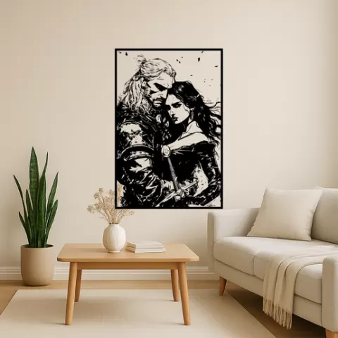Geralt of Rivia Geralt Of Rivia Yennefer And Geralt Wall Art Framed